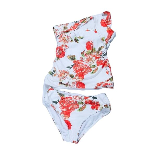 RACHEL ROY Women's 2 Piece Swimsuit Nylon Spandex White Floral Red Size S - Picture 5 of 11